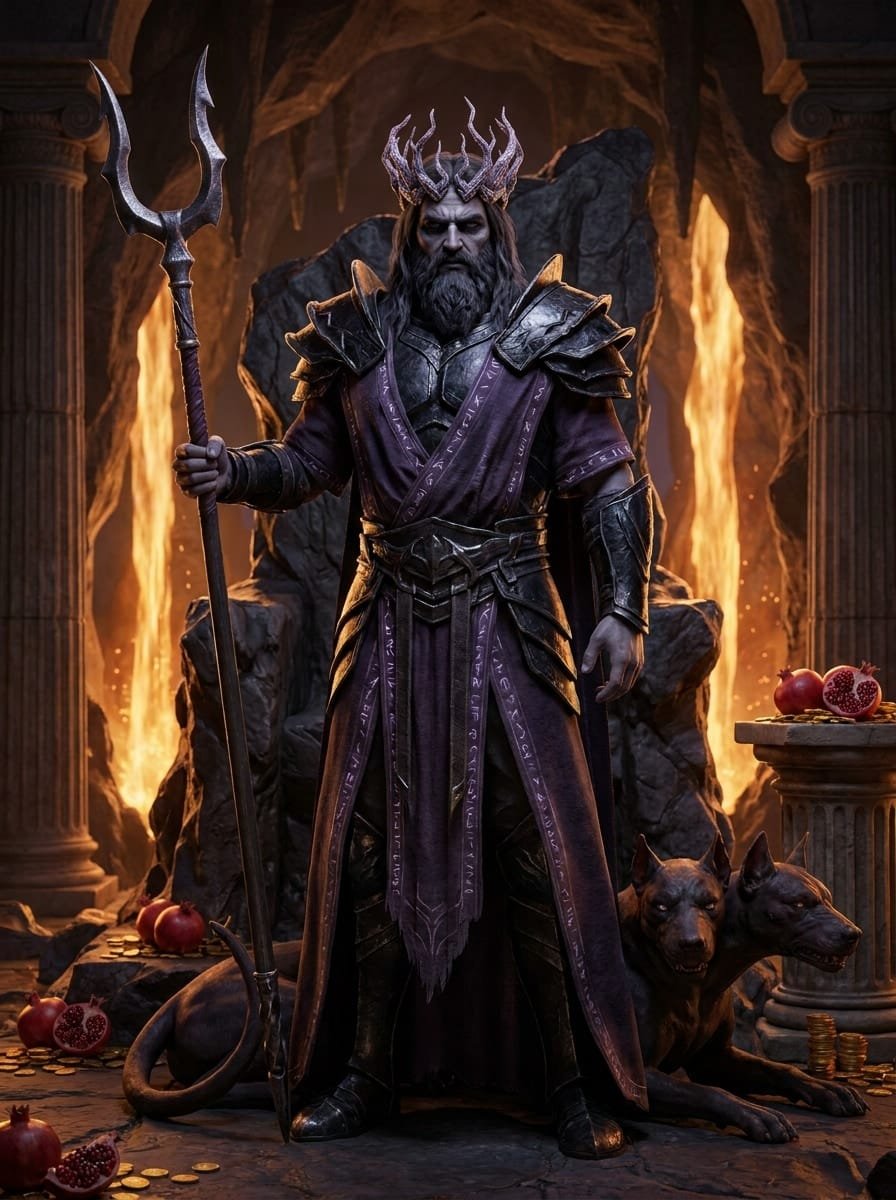 retrato del personaje de Hades. Rey del Inframundo y guardián de los muertos