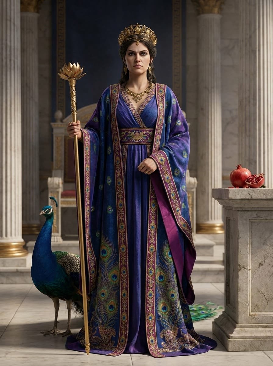 retrato del personaje de Hera. Reina del Olimpo