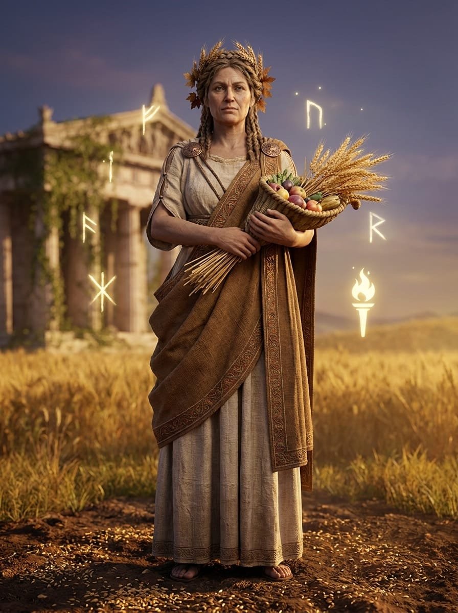 retrato del personaje de Deméter. Diosa del grano, la fertilidad y el duelo maternal