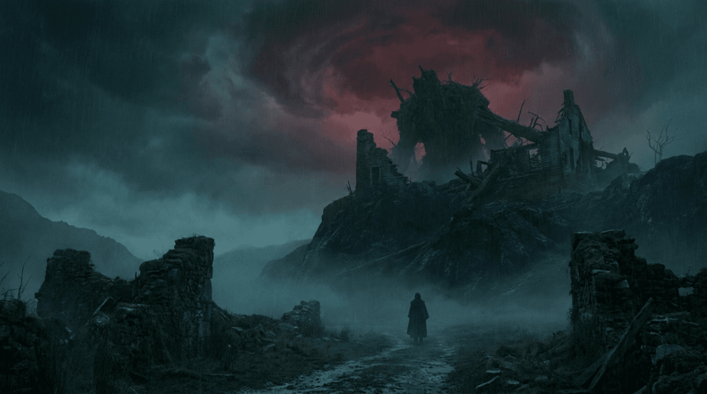 ilustración de la historia de El horror de Dunwich. Dunwich era una aldea apartada entre las colinas de Massachusetts: casas torcidas, hondonadas húmedas y vecinos que guardaban, de generación en generación,...